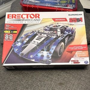 mecca Erector Supercar 25-in-1 Motorized Building Set - Blue and Silver